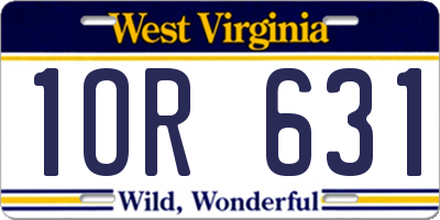 WV license plate 1OR631