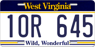 WV license plate 1OR645