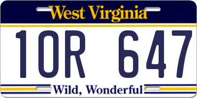 WV license plate 1OR647