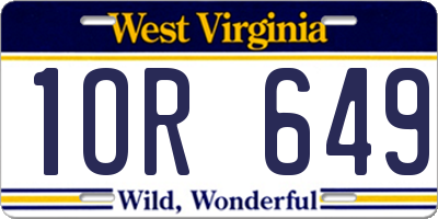 WV license plate 1OR649