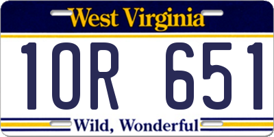 WV license plate 1OR651