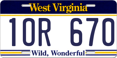WV license plate 1OR670
