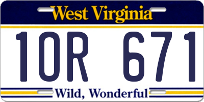 WV license plate 1OR671
