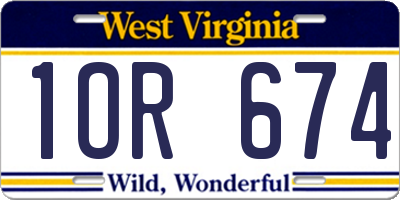 WV license plate 1OR674