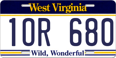 WV license plate 1OR680