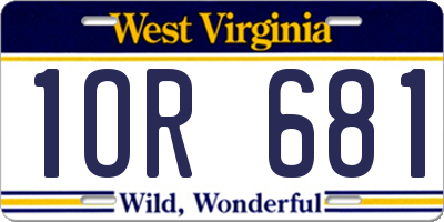 WV license plate 1OR681