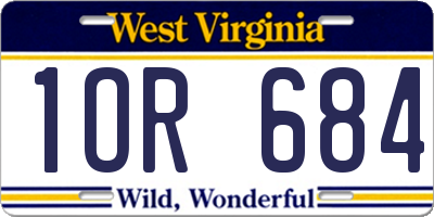 WV license plate 1OR684