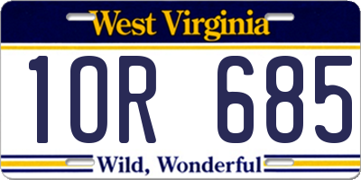 WV license plate 1OR685