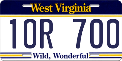 WV license plate 1OR700