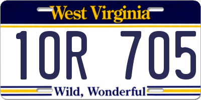 WV license plate 1OR705