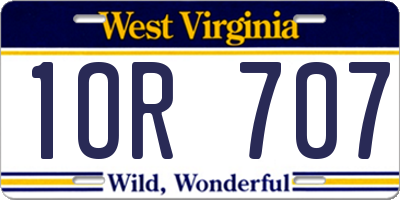 WV license plate 1OR707