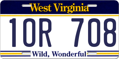 WV license plate 1OR708