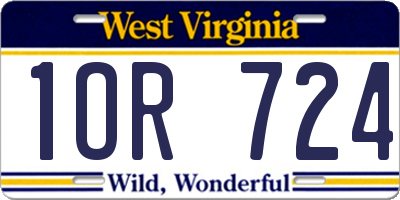WV license plate 1OR724
