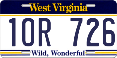 WV license plate 1OR726