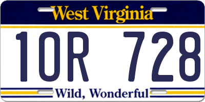 WV license plate 1OR728