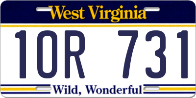 WV license plate 1OR731