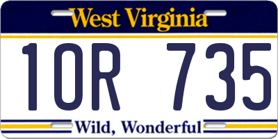 WV license plate 1OR735