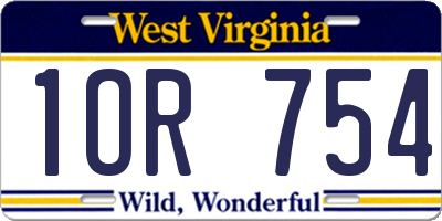 WV license plate 1OR754