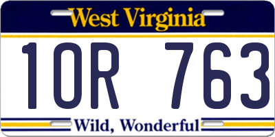 WV license plate 1OR763