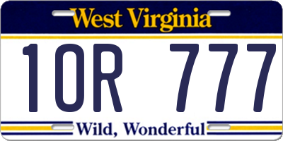 WV license plate 1OR777