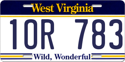 WV license plate 1OR783