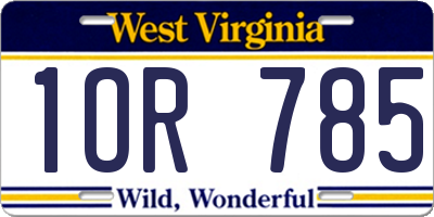 WV license plate 1OR785