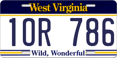 WV license plate 1OR786