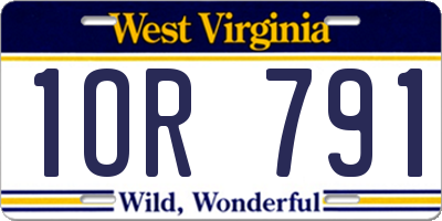 WV license plate 1OR791