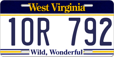 WV license plate 1OR792
