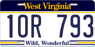 WV license plate 1OR793