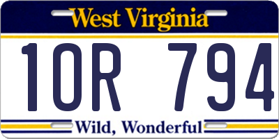 WV license plate 1OR794