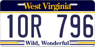 WV license plate 1OR796