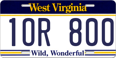 WV license plate 1OR800