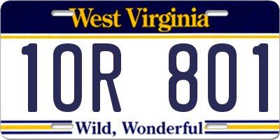 WV license plate 1OR801