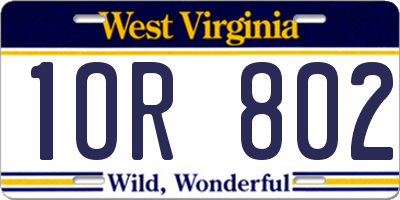 WV license plate 1OR802