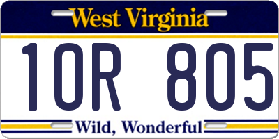 WV license plate 1OR805