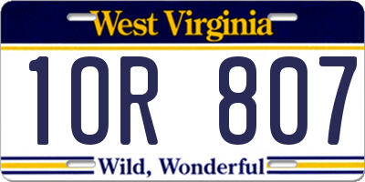 WV license plate 1OR807