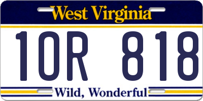 WV license plate 1OR818