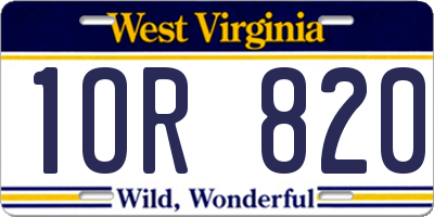 WV license plate 1OR820