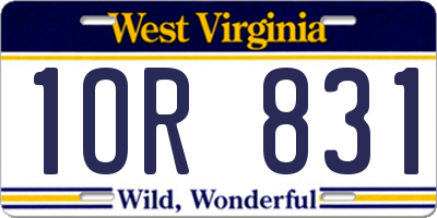 WV license plate 1OR831