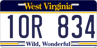 WV license plate 1OR834