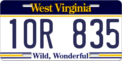 WV license plate 1OR835
