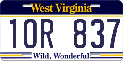 WV license plate 1OR837