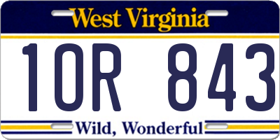 WV license plate 1OR843
