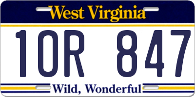 WV license plate 1OR847