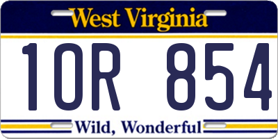 WV license plate 1OR854