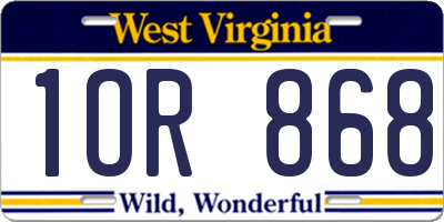 WV license plate 1OR868