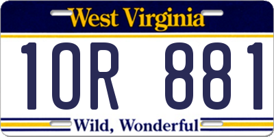 WV license plate 1OR881