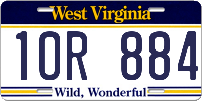 WV license plate 1OR884