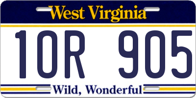 WV license plate 1OR905